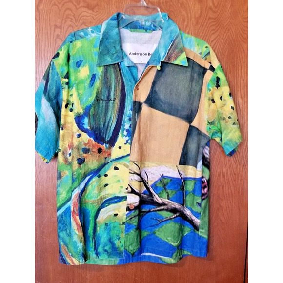 Andersson Bell Short Sleeve Unisex Impressionist Printed Shirt Large Green - Picture 1 of 9